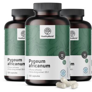 HealthyWorld® 3x Pygeum - extracto de ciruela africana, en total 360 cápsulas