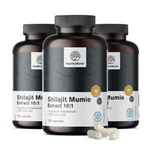 HealthyWorld® 3x Shilajit Mumie Extract 10:1, en total 360 cápsulas