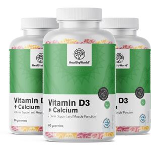 HealthyWorld® 3x Vitamina D3 + Calcio, en total 180 gominolas