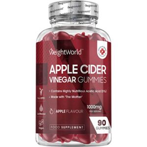 WeightWorld Vinagre de sidra de manzana 1000 mg, 90 gominolas