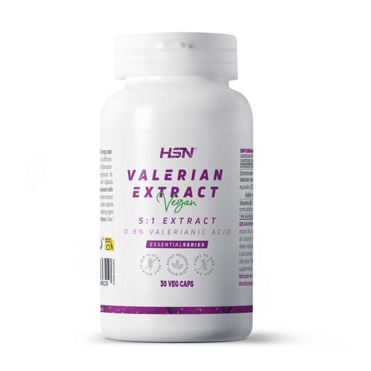 HSN Extracto de valeriana (5:1) 500mg - 30 veg caps