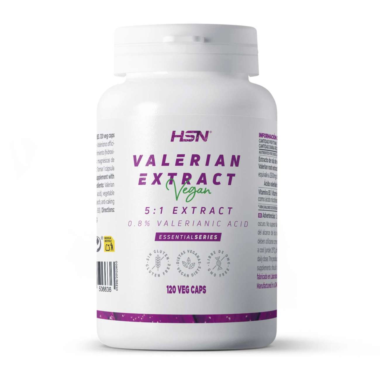HSN Extracto de valeriana (5:1) 500mg - 120 veg caps