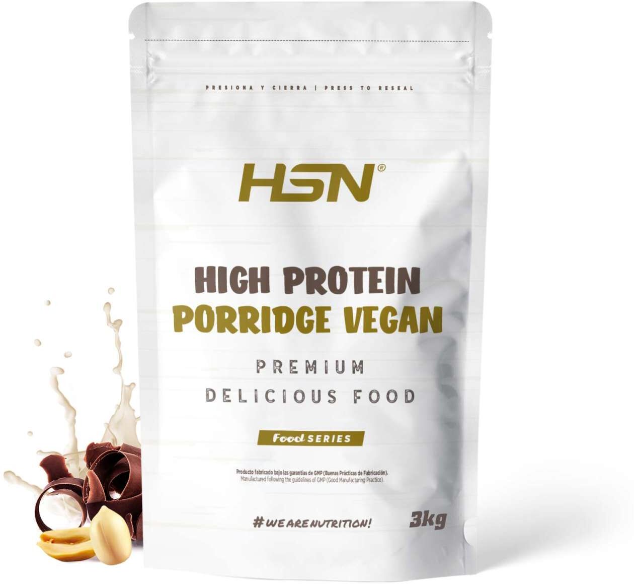 HSN Gachas de avena proteicas veganas 3kg chocolate y cacahuete