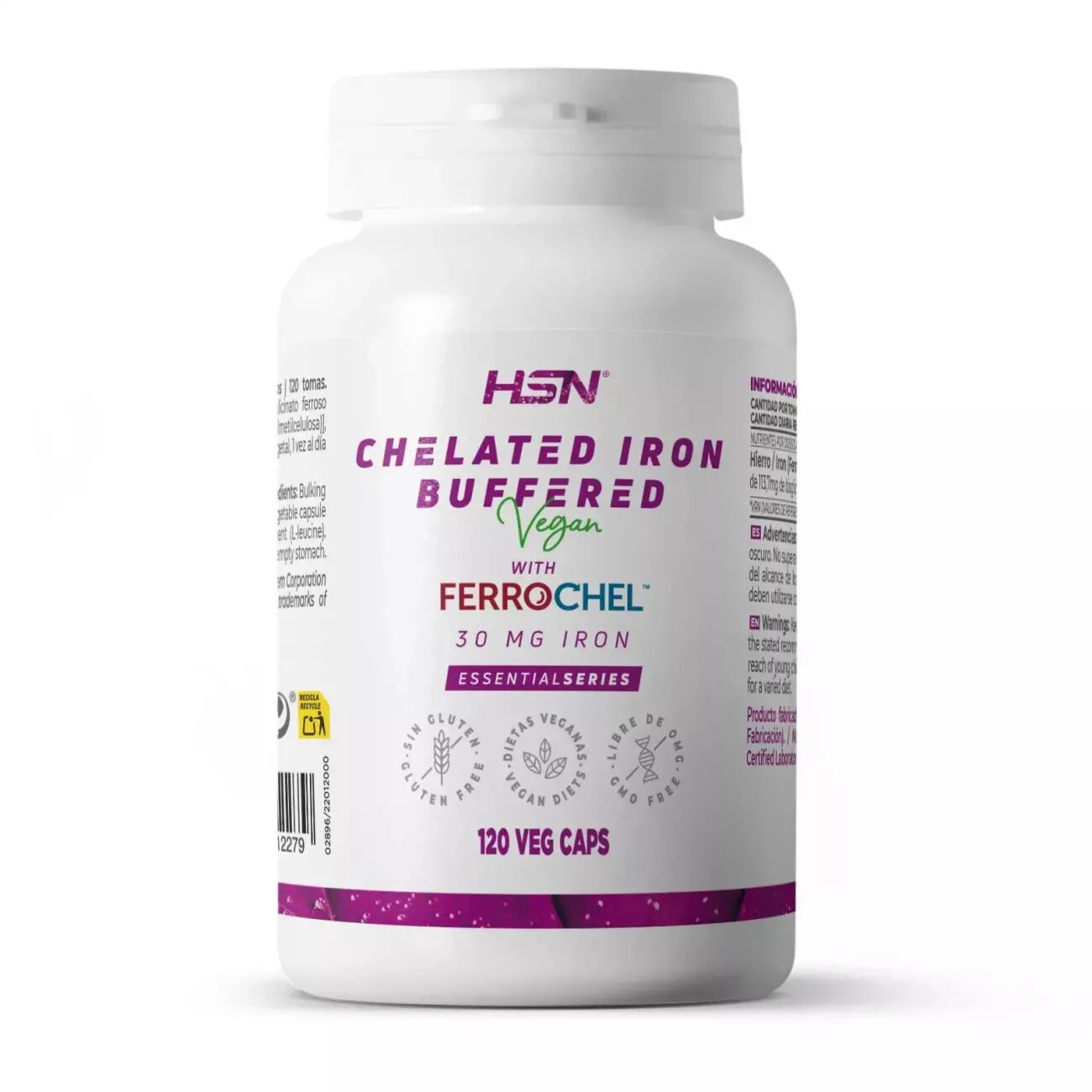 HSN Bisglicinato de hierro ferrochel™️ (30mg hierro) - 120 veg caps