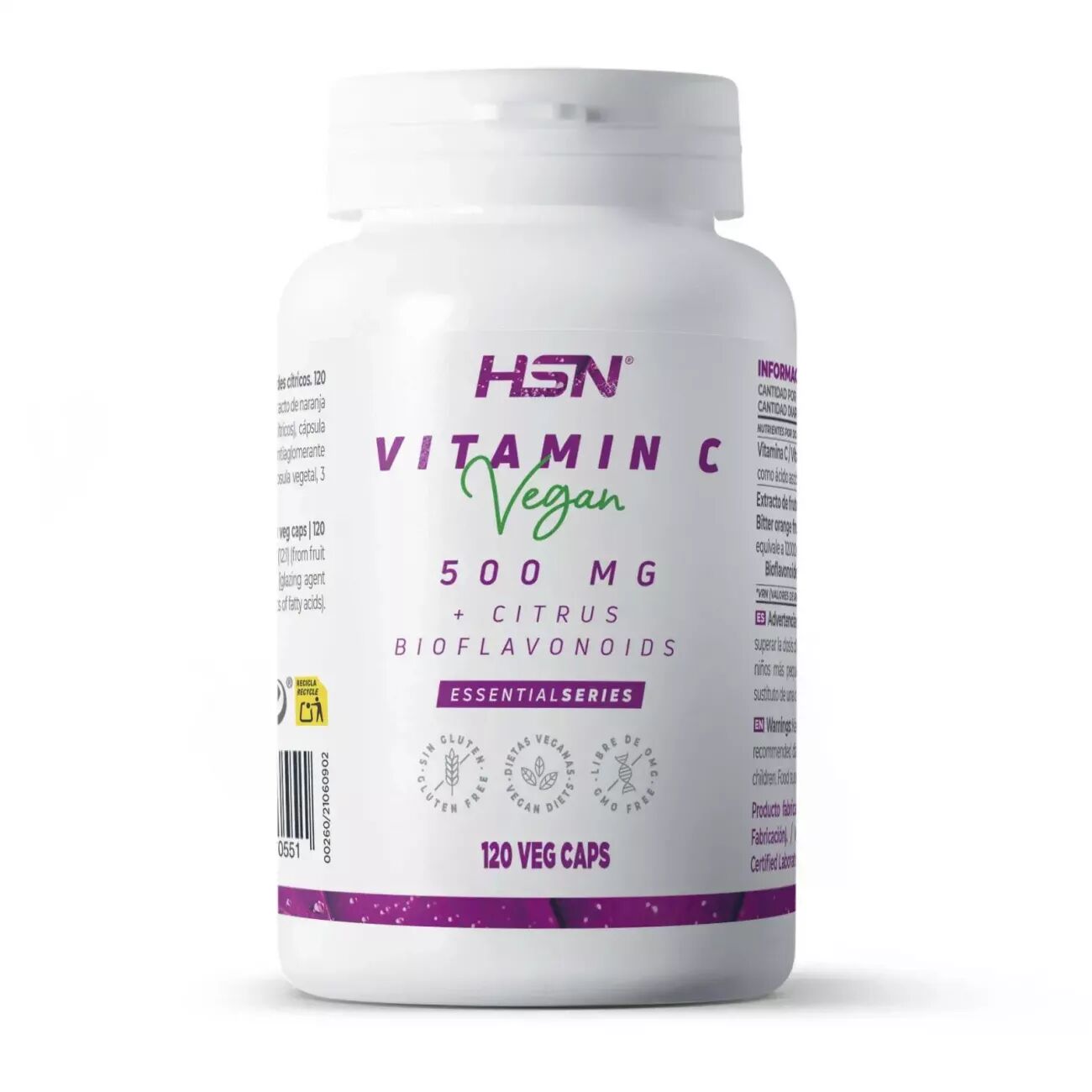 HSN Vitamina c 500mg + bioflavonoides cítricos - 120 veg caps