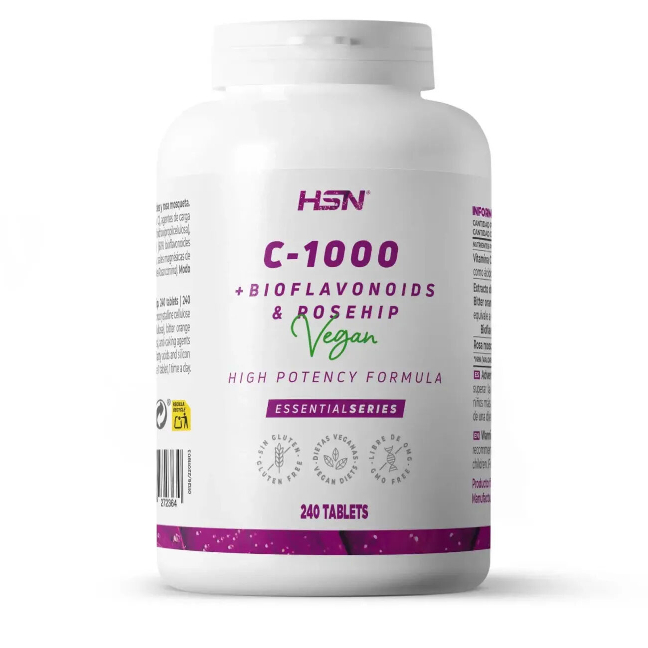 HSN Vitamina c 1000mg + bioflavonoides + rosa mosqueta - 240 tabs