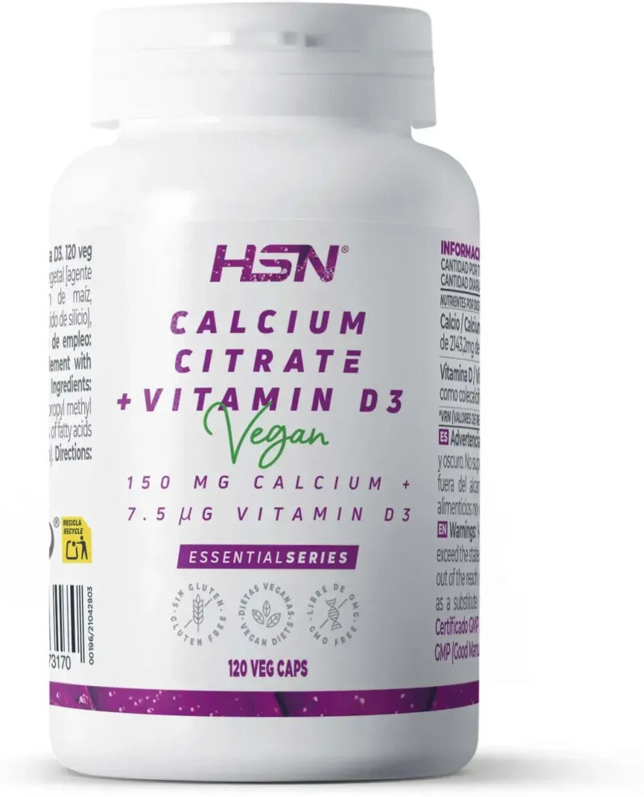 HSN Citrato de calcio + vitamina d3 (150mg calcio/300ui) - 120 veg caps