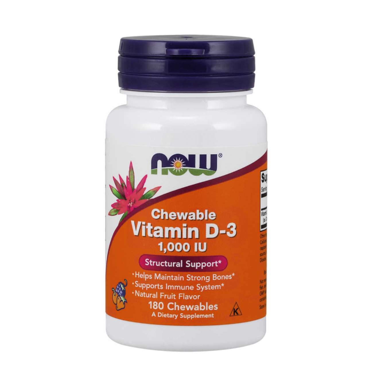 Now Foods Vitamina d3 1000ui - 180 tabletas masticables