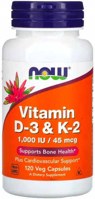 Now Foods Ahora Vitamina D-3 1000UI y K2 45mcg x120