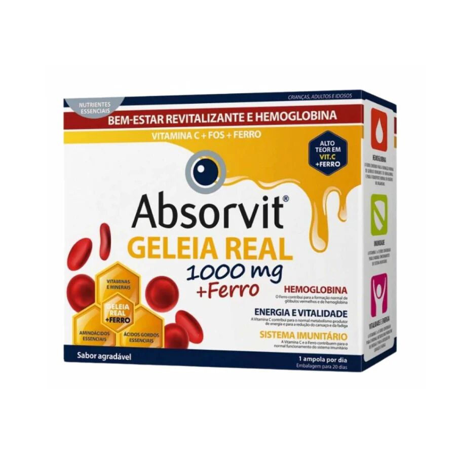 Absorvit Jalea Real 1000mg + Hierro 20 Ampollas