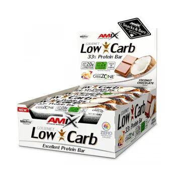 Amix Nutrition GOURMET LOW CARB 33% PROTEIN BAR (BARRITA PROTEICA) 15 Barritas de 60g Chocolate Doble