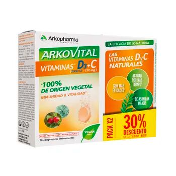 Arkopharma Arkovital Vitaminas D3+C 2 Uds 20 Tabs