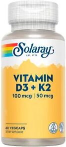 Solaray VITAMINA D3 Y K2 60 Cápsulas Vegetales