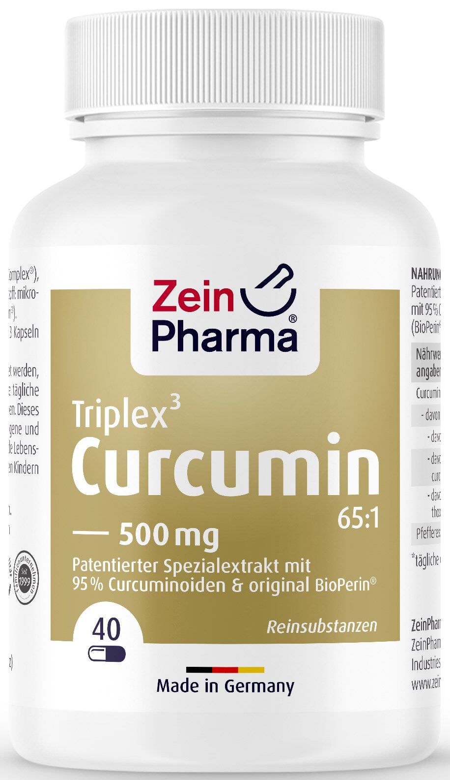 ZeinPharma Curcumina-Triplex 500 Mg Cápsulas para huesos y articulaciones 40&nbsp;caps.