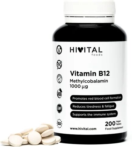 Hivital Foods Vitamina B12 Metilcobalamina 1000 mcg 200 comprimidos (Más de 6 meses)