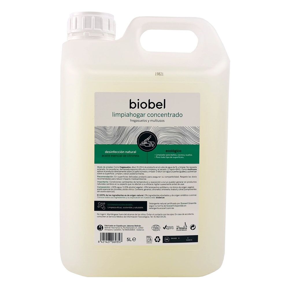BioBel Limpiahogar ecológico con aceite esencial de Citronela (5 litros)