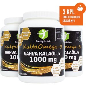 Terveyskaista Oy KultaOmega-3 Vahva kalaöljy 1000 mg 60 kaps. 3 kpl PAKETTITARJOUS!