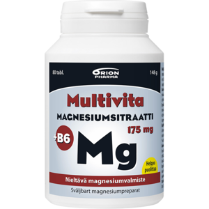 MULTIVITA MAGNESIUMSITRAATTI+B6 175MG NIELTÄVÄ TABLETTI 80 KPL