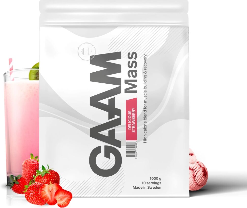 Gaam 100% Mass Premium, 1 Kg, Delicious Strawberry