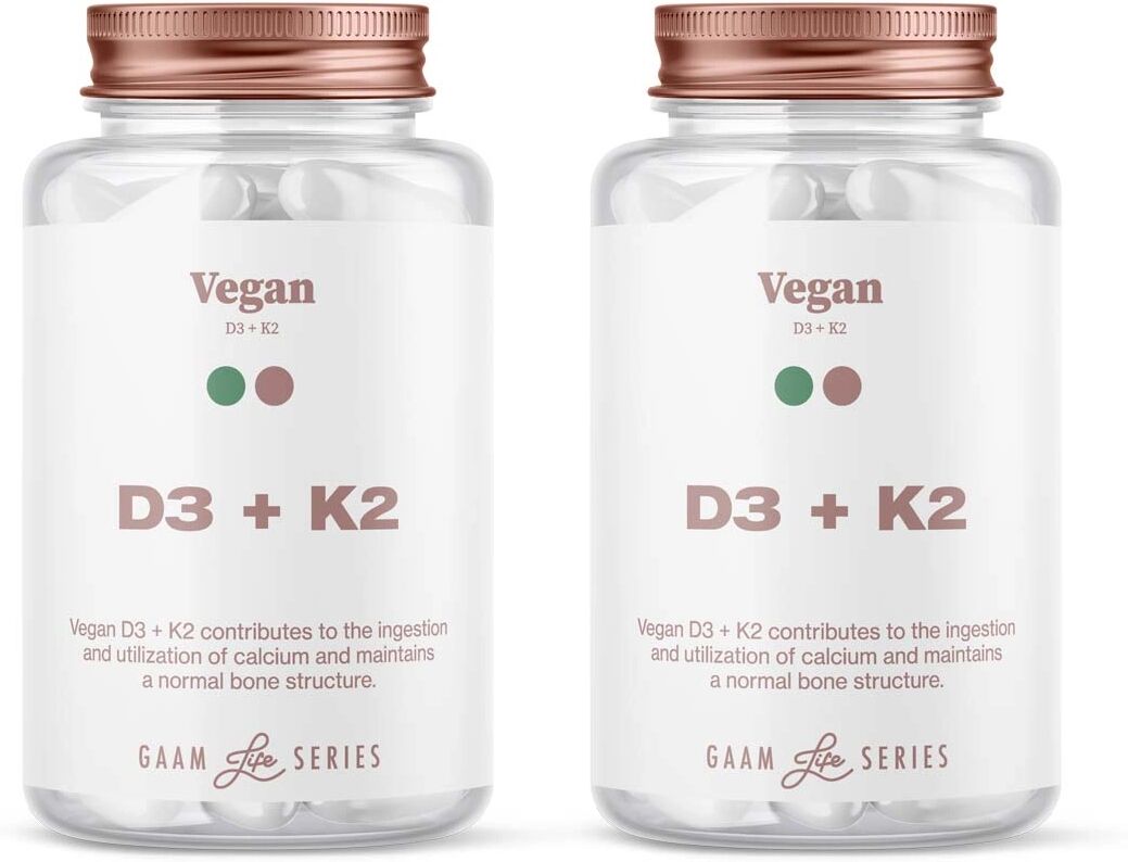 Gaam Life Series Vegan D3 + K2, 120 Caps