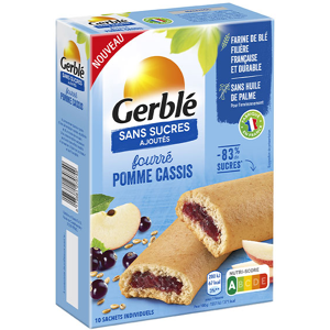 Gerblé Sans Sucres Ajoutés Fourré Pomme Cassis 180g - Publicité