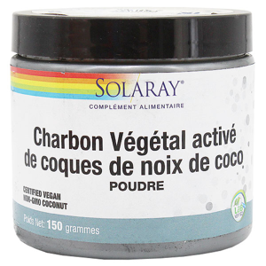 Solaray Charbon Vegetal Active de Coques de Noix de Coco 150g