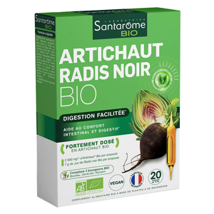 Santarome Bio - Artichaut Radis Noir Bio - Facilite la digestion - 20 ampoules