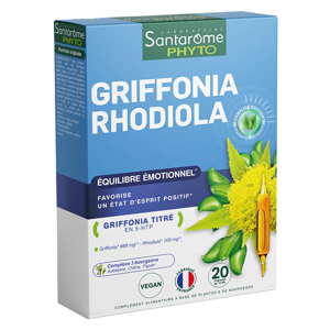Santarome Bio Santarome Phyto - Griffonia Rhodiola - Equilibre emotionnel - 20 ampoules
