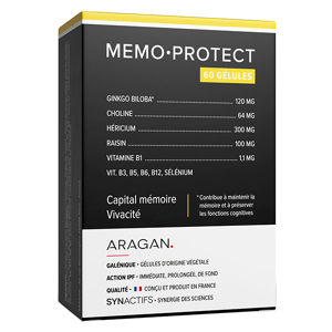Aragan - Synactifs - MemoProtect® - Mémoire - Ginkgo Biloba - 60 gélules - Publicité