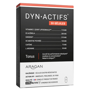 Aragan - Synactifs - Dynactifs® - Anti-Fatigue - Ginseng, Acérola - 30 gélules - Publicité