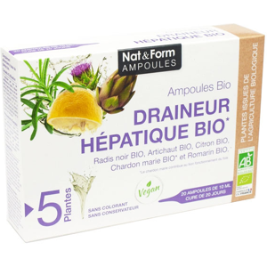 Nat & Form Ampoules Draineur Hépatique Bio 20 ampoules - Publicité