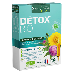 Santarome Bio - Détox Bio - Draine & Détoxifie - 20 ampoules - Publicité