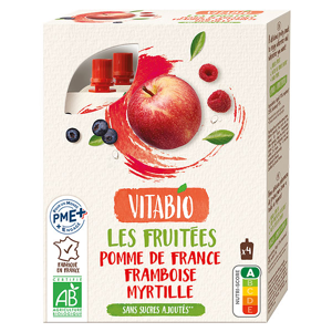 Vitabio Gourdes Pomme Framboise Myrtille 4 x 120g - Publicité