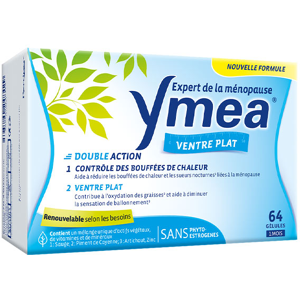 Yméa Ymea Ménopause Bouffées de Chaleur et Ventre Plat 64 Gélules - Publicité