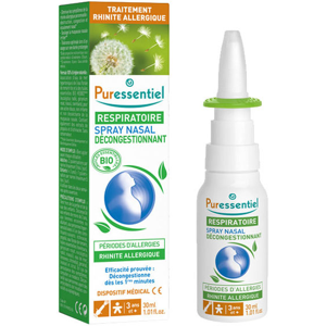 Puressentiel Respiratoire Spray Nasal Decongestionnant Allergies aux Huiles Essentielles Bio 30ml