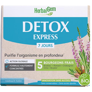 HERBALGEM DETOX EXPRESS MONODOSE BIO 7 Jours Purifie l'organisme 7 ampoules