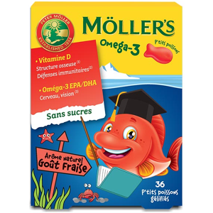 Uberti Mollers P'tits Poissons Omega-3 Arôme Naturel Fraise 36 gommes