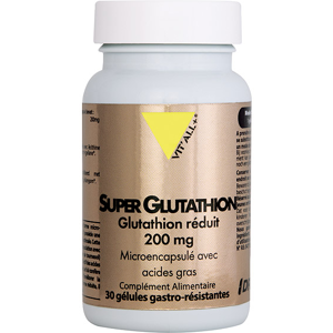 Vit'all+ SUPER GLUTATHION 200mg Microencapsulé avec acides gras 30 DRcaps - Publicité