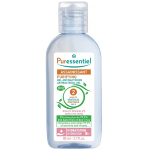 Puressentiel Assainissant Gel Antibactérien Peaux Sensibles aux 2 Huiles Végétales 80ml - Publicité