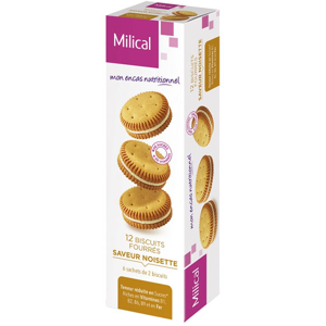 Milical Biscuits Fourres Saveur Noisette 12 unites