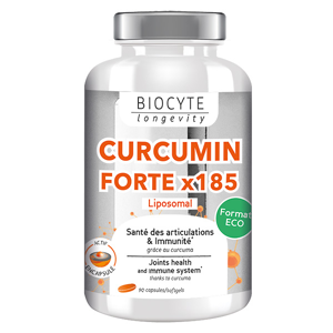 Biocyte Curcumin Forte x185 Liposomal Santé des Articulations 90 Capsules - Publicité