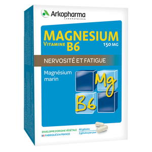 Arkopharma Magnesium Vitamine B6 Nervosite et Fatigue 60 gelules