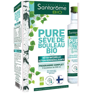 Santarome Bio - Pure Sève de Bouleau - Détoxifie, Reminéralise - Lot de 3x500ml - Publicité