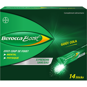 Berocca Boost Effet Coup de Fouet Goût Cola 14 sticks - Publicité