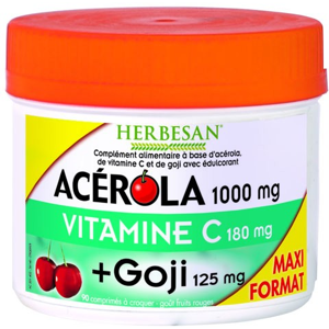 Herbesan Acérola 1000 + Goji Format Maxi 90 comprimés à croquer - Publicité