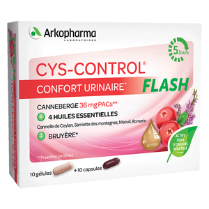 Arkopharma Cys-Control Flash Confort Urinaire 10 gélules + 10 capsules - Publicité