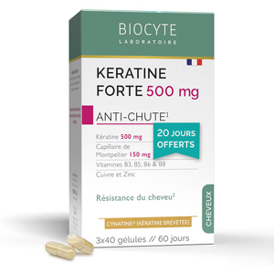 Biocyte Kératine Forte 500 mg Anti-Chute 120 gélules - Publicité