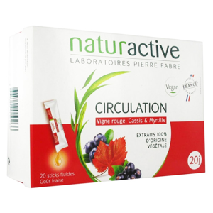 Naturactive Circulation Goût Fraise 20 sticks fluides Vegan - Publicité