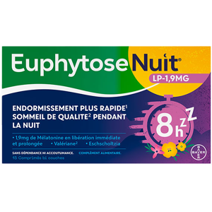 Euphytose Nuit Sommeil Melatonine 1,9 mg Liberation Prolongee 15 comprimes