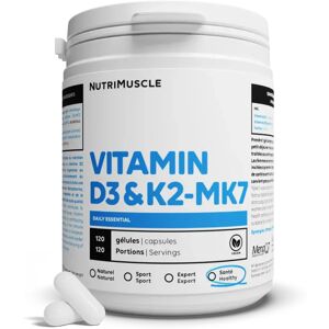 Vitamines D3 + K2-MK7 - 120 gelules - Nutrimuscle - Nutrition pure - Vitamines